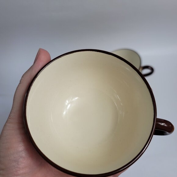 FIVE Metlox Poppytrail Vernon Kilns Organdie Cups Brown Yellow Plaid - Picture 7 of 10